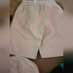 Prsvr white leather shorts